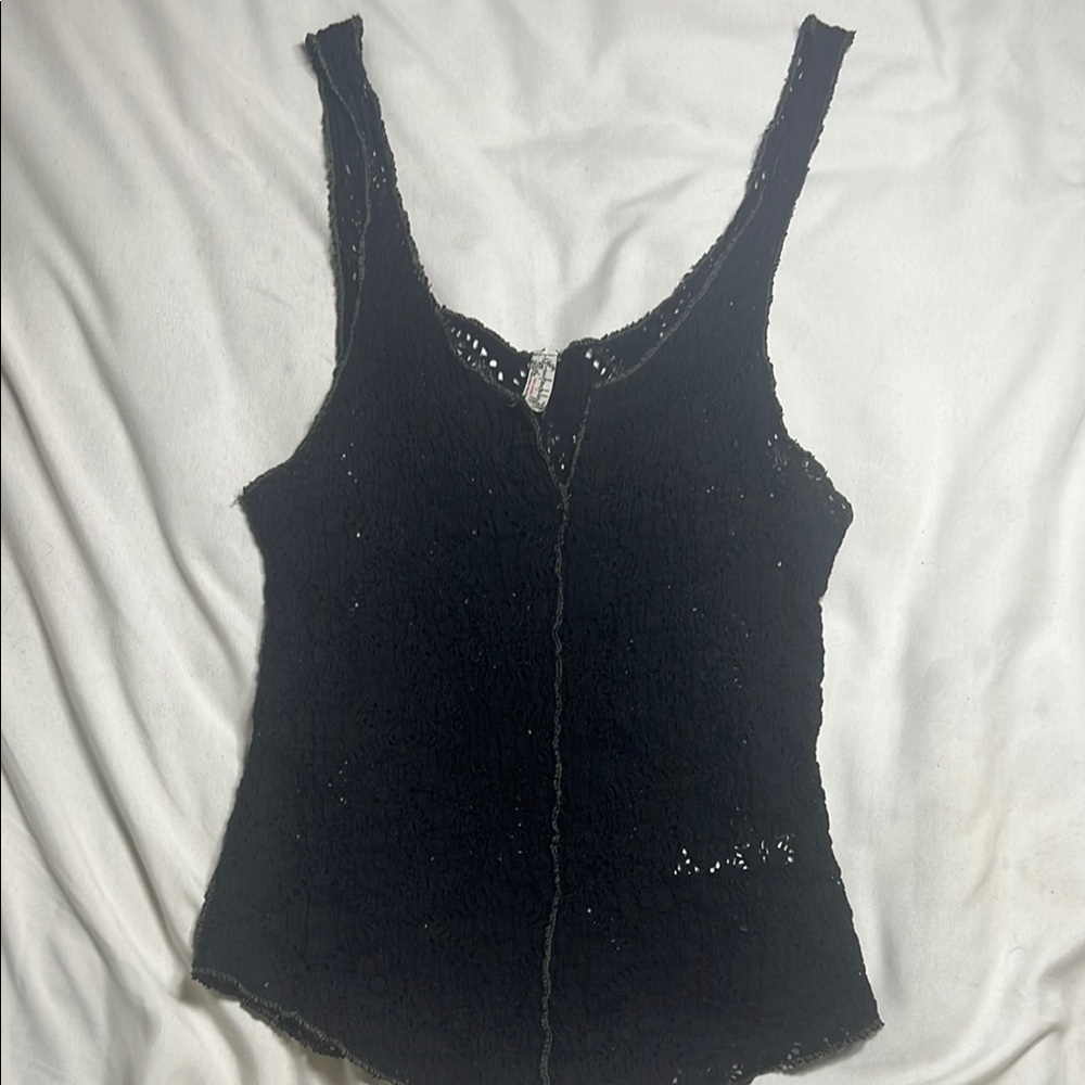 Free People Black Fitted top